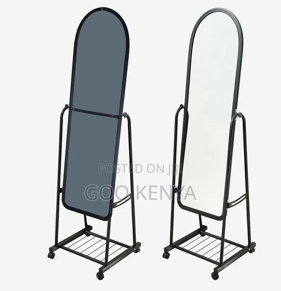 Home Mirror;Extra-Large Floor Mirror With Arch Shape and Rolling Stand