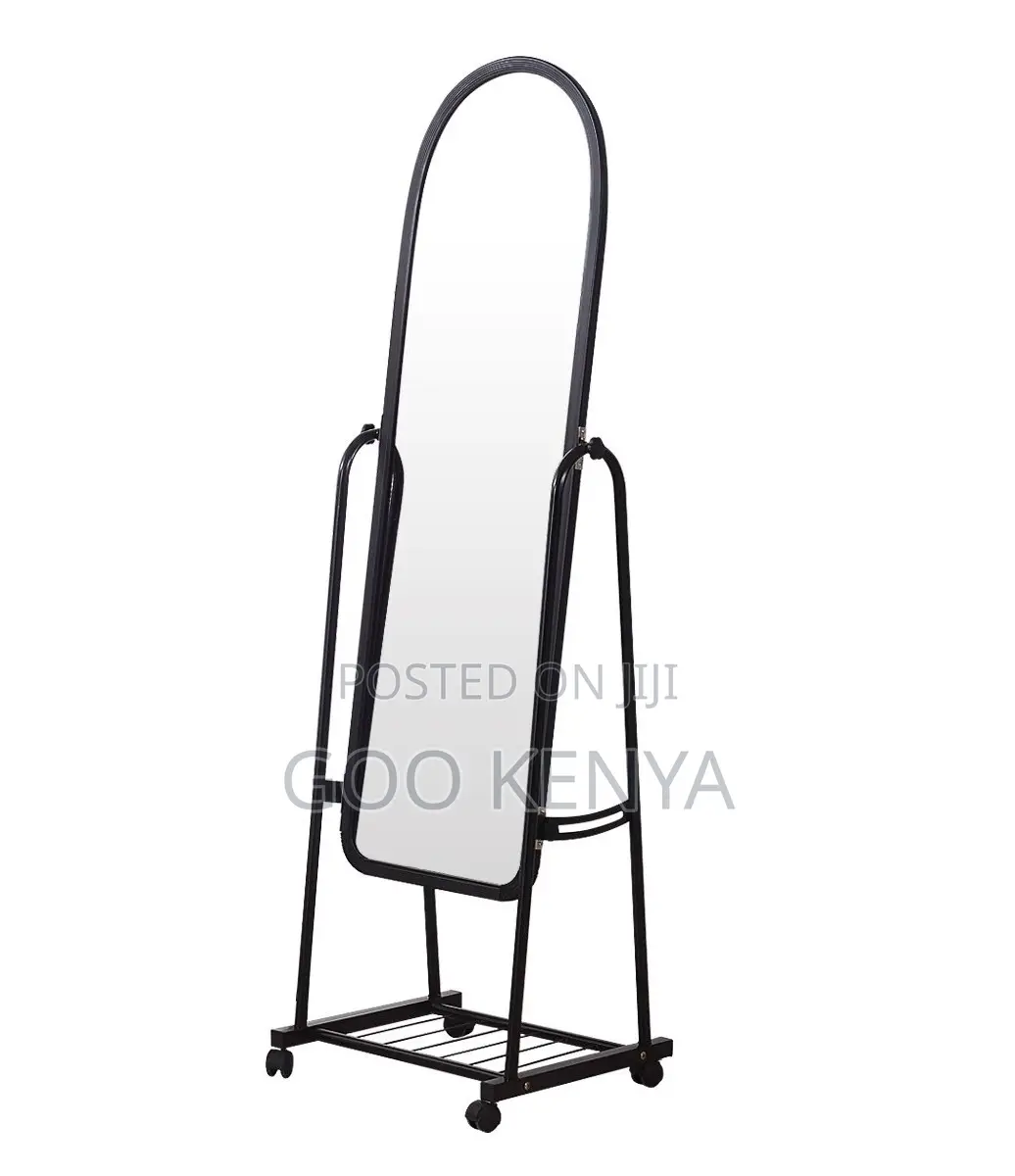 Home Mirror;Extra-Large Floor Mirror With Arch Shape and Rolling Stand