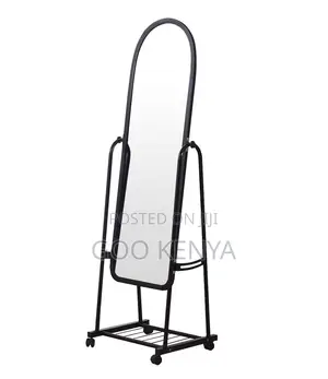 Home Mirror;Extra-Large Floor Mirror With Arch Shape and Rolling Stand