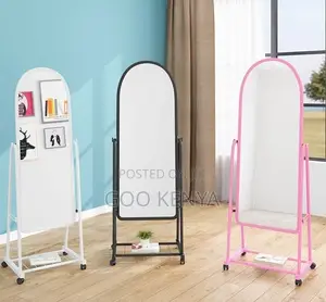 Home Mirror;Extra-Large Floor Mirror With Arch Shape and Rolling Stand