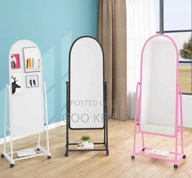 Home Mirror;Extra-Large Floor Mirror With Arch Shape and Rolling Stand