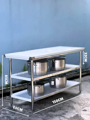 Customized Standard Working Tables With Two Undershelves