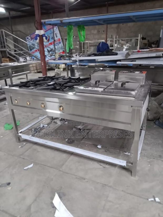 Combined Cooking Rages(4-Burner and Double Fryer)