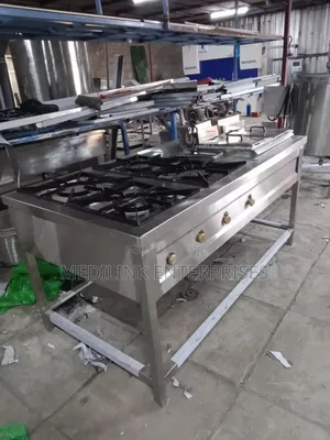 Stainless Steel Commercial Cooking Rage 4-Burner and Double Fryer)