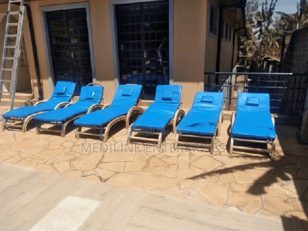 Wooden Upholstered Beach Sunbeds