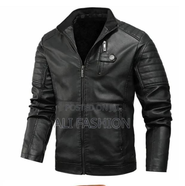 Men Leather Jackets Side Buttons