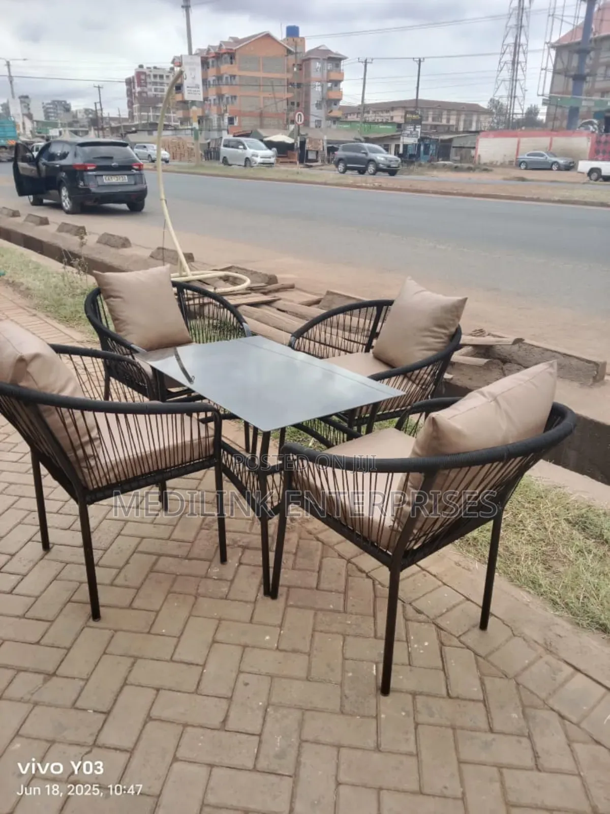 -Seater Glassed Table Outdoor Set
