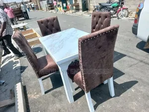 Upholstered Marble 4-Seater Dinning Set