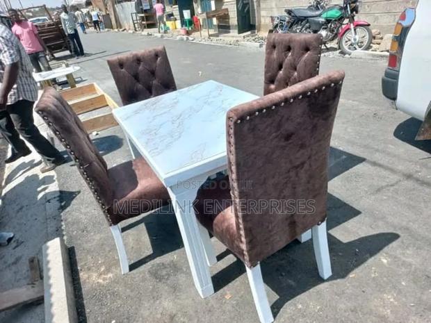 Upholstered Marble 4-Seater Dinning Set