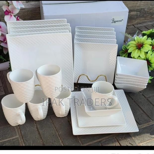 ! 24 PCS Square Dinner Set. - 6 Bowls - 6 Side Plates - 6 Mugs - thumbnail 2