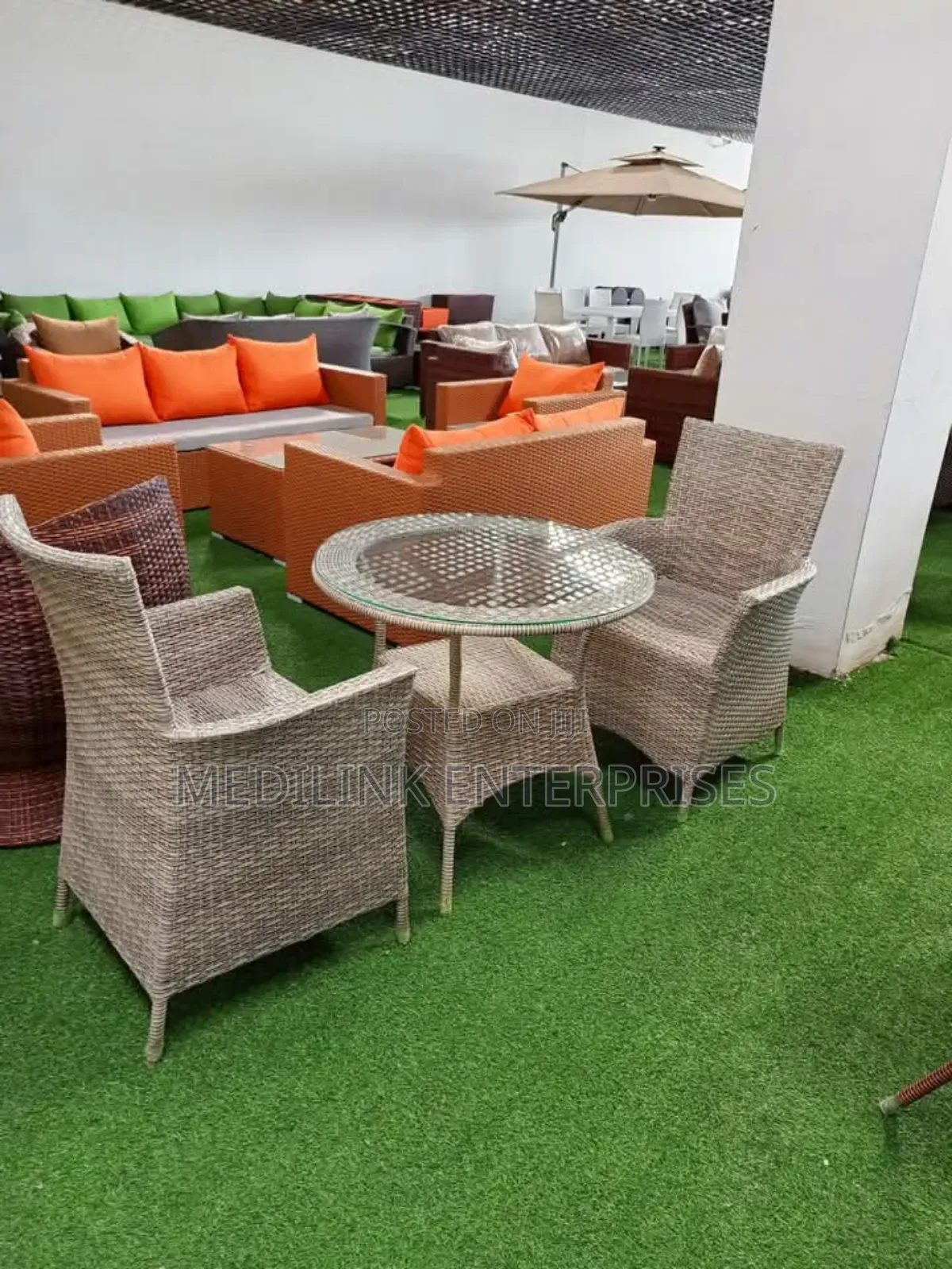 Metallic Woven Glassed Reeds Outdoor Two Seater