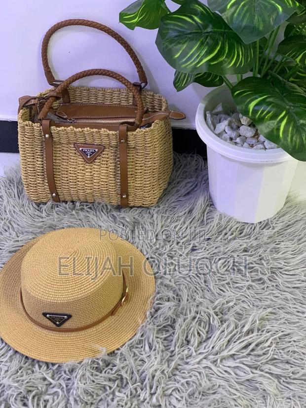 Prada Branded Wicker and Leather Basket Tote Bag Set - thumbnail 2