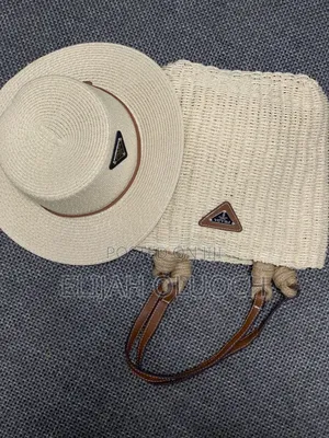 Prada Branded Wicker and Leather Basket Tote Bag Set