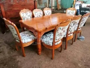 8-Seater Antique Chairs Solid Mahogany Vanish Dinning Table Set