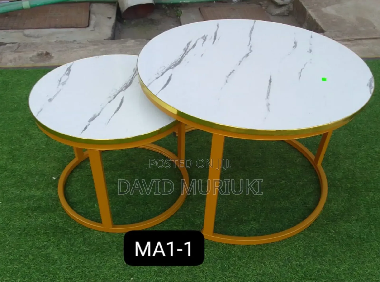 White Nesting Coffee Table Marble Effect (Mdf)