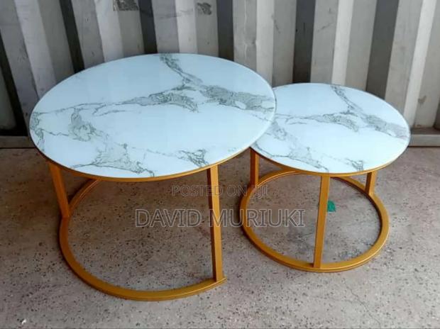 Marble Nesting Coffee Table (Glass Effect) White - main view
