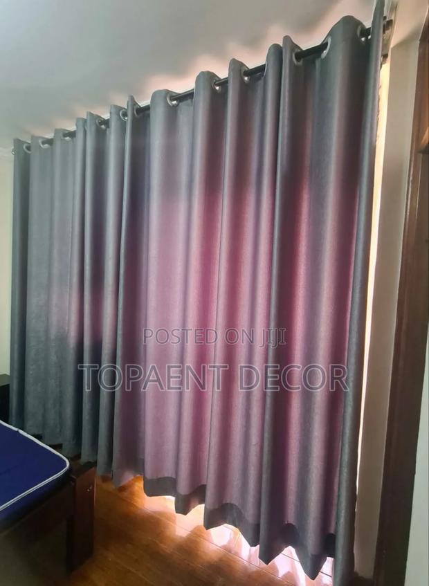 Soft Plain Grey Fabric Wall To Wall Curtains