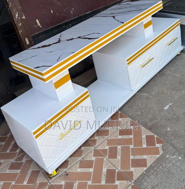 Executive Tv Stand With Marble Coating and Light