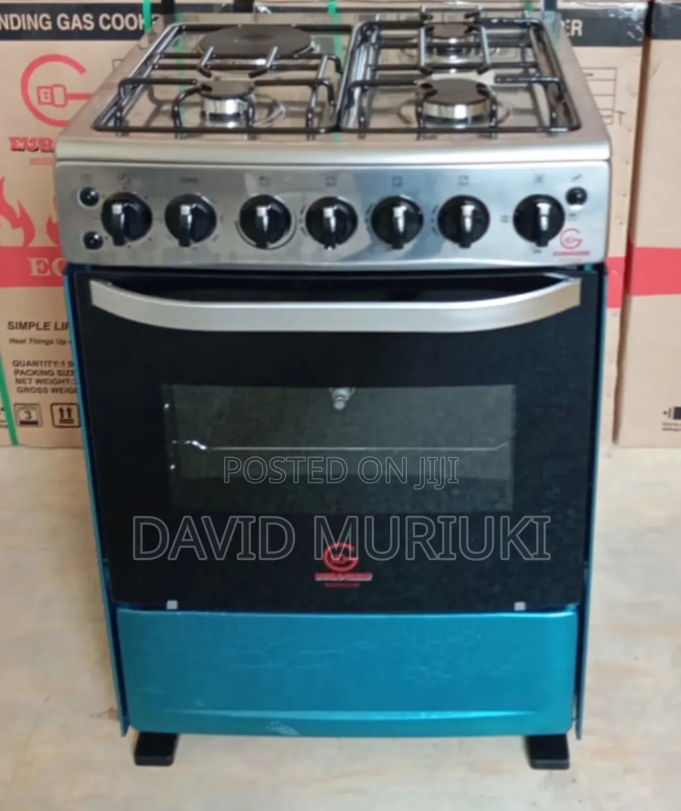 60*65 Eurochef Free Standing 3 Gas Burner +1 Electric Cooker