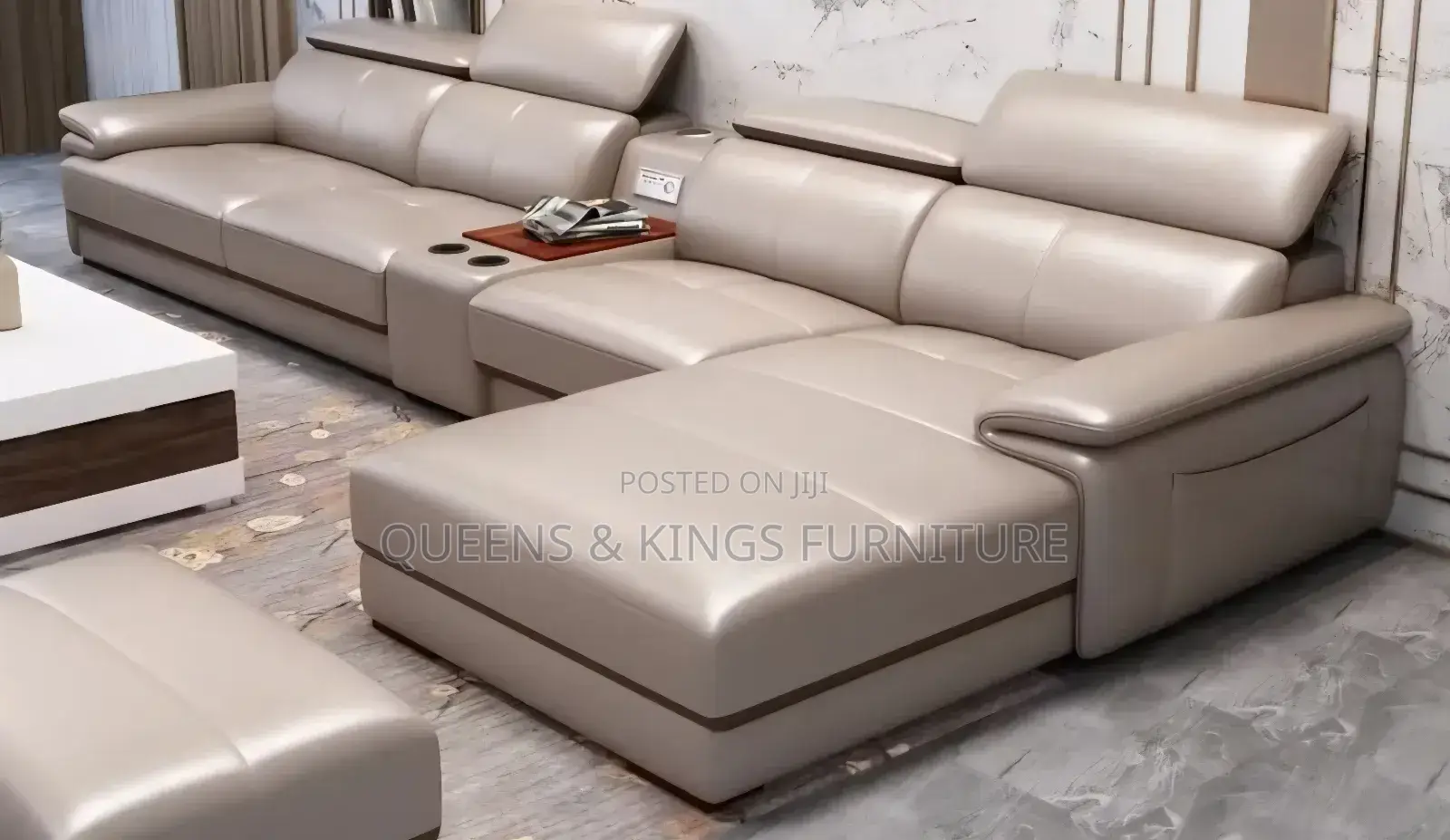 7 Seater Luxury Leather With Solid Mahogany Frame