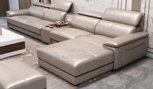 7 Seater Luxury Leather With Solid Mahogany Frame