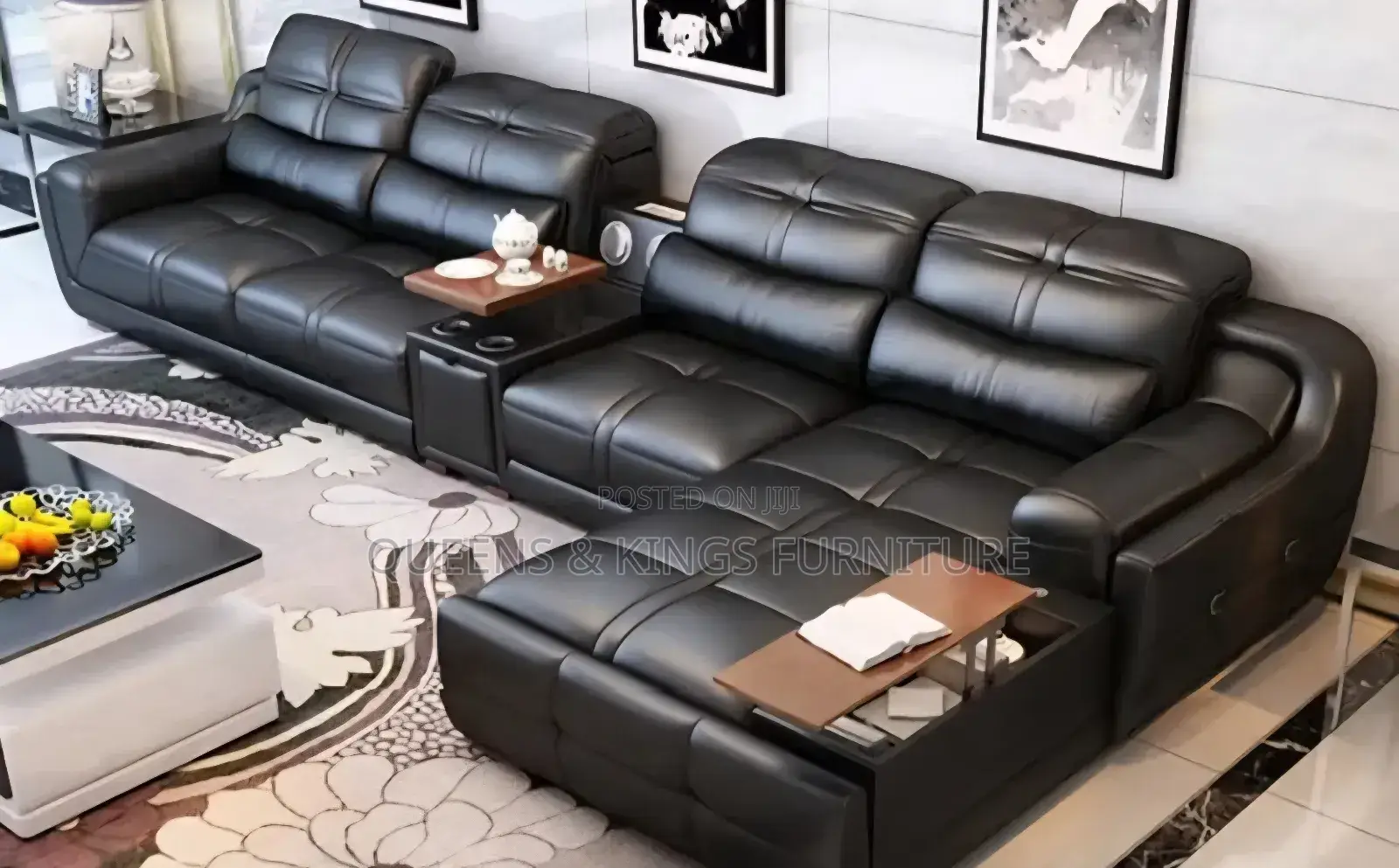 7 Seater Luxury Leather With Solid Mahogany Frame