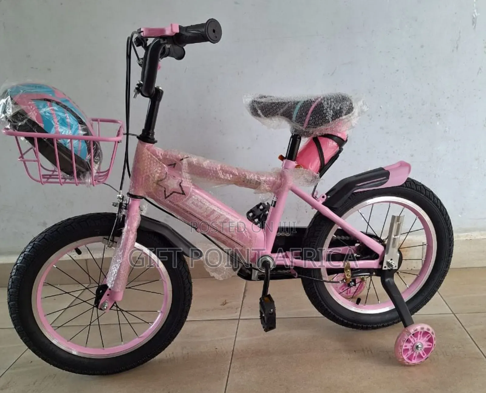 Bmx Bike Size 16 With Training Wheels Bell Bottle& Helmet For Kids