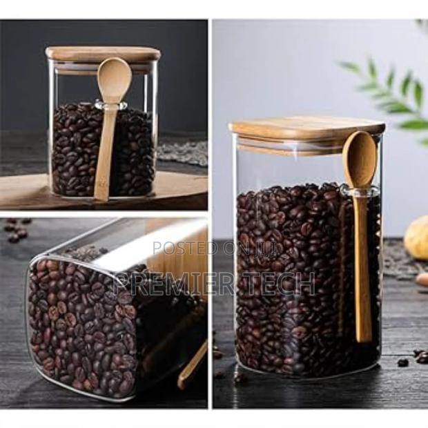Glass Container Bamboo Spoon and Airtight Bamboo Lid - thumbnail 2