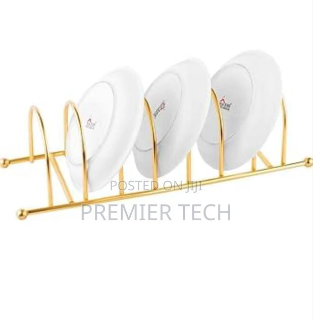 Metallic Golden 7 Slot Plate Holder Suze 32x10x9cm