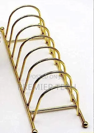 Metallic Golden 7 Slot Plate Holder Suze 32x10x9cm