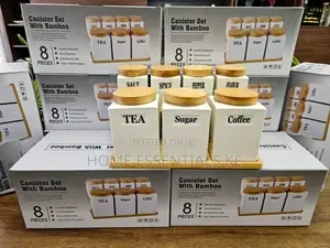 8pc Cannister Set-Sugar/Tea/Coffee Set With Holder