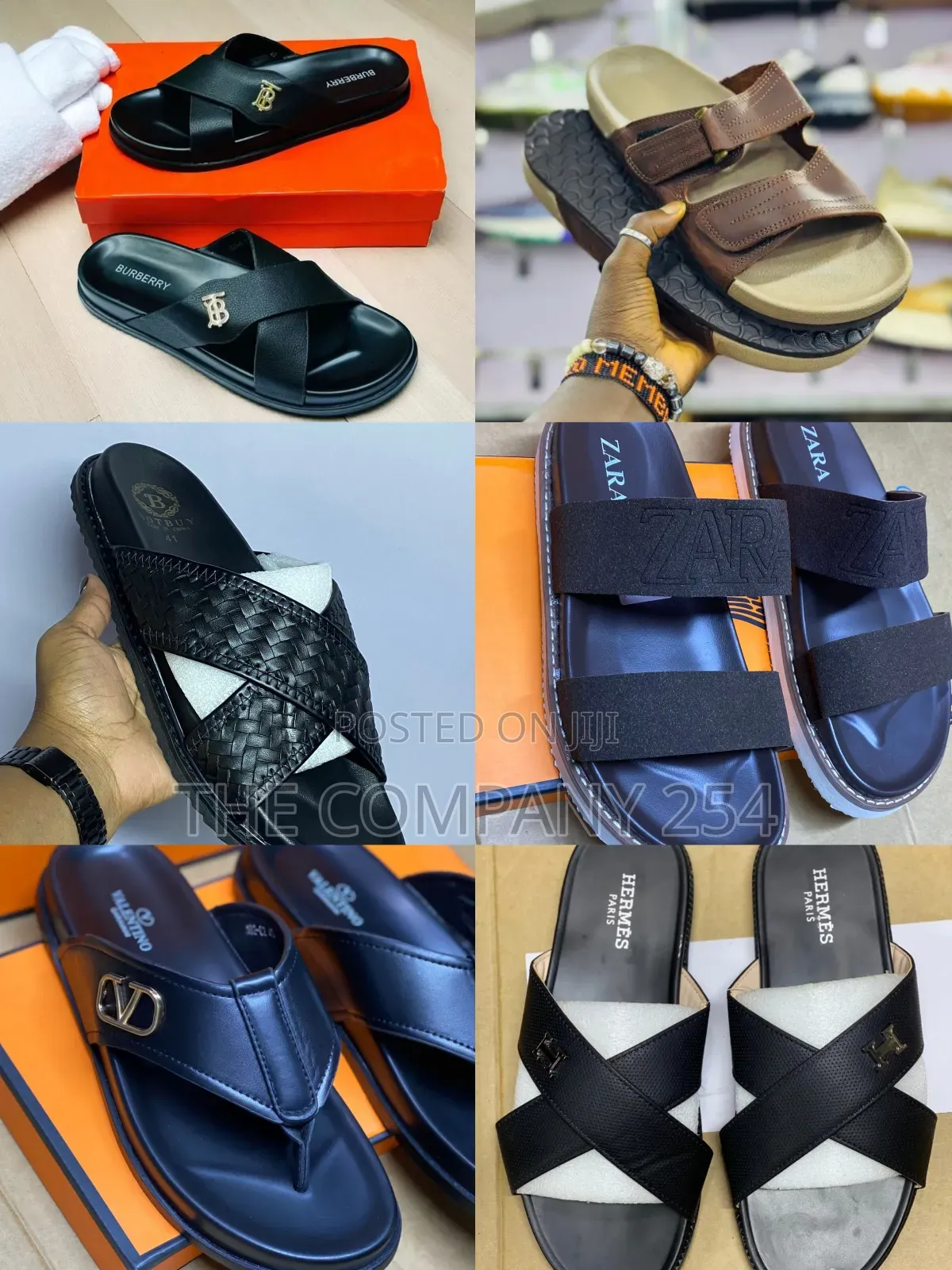 Quality Leather Casual Open Rubber Sole Slides for Men