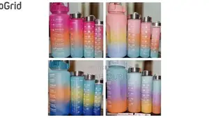 4-in-1 Set Water Bottle Motivational Sports Leakproof Bottle