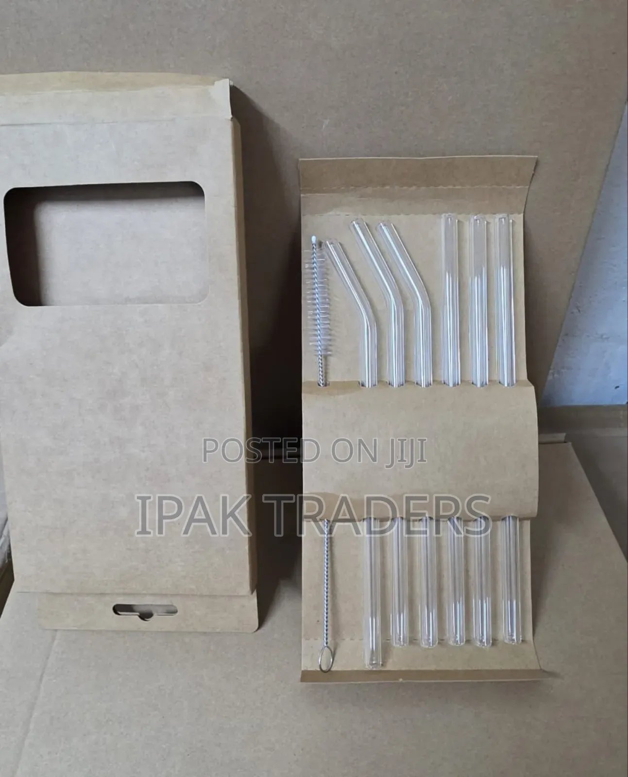 6pcs Clear High Borosilicate Glass Straw Set With 1 Pc Cleaning Brush