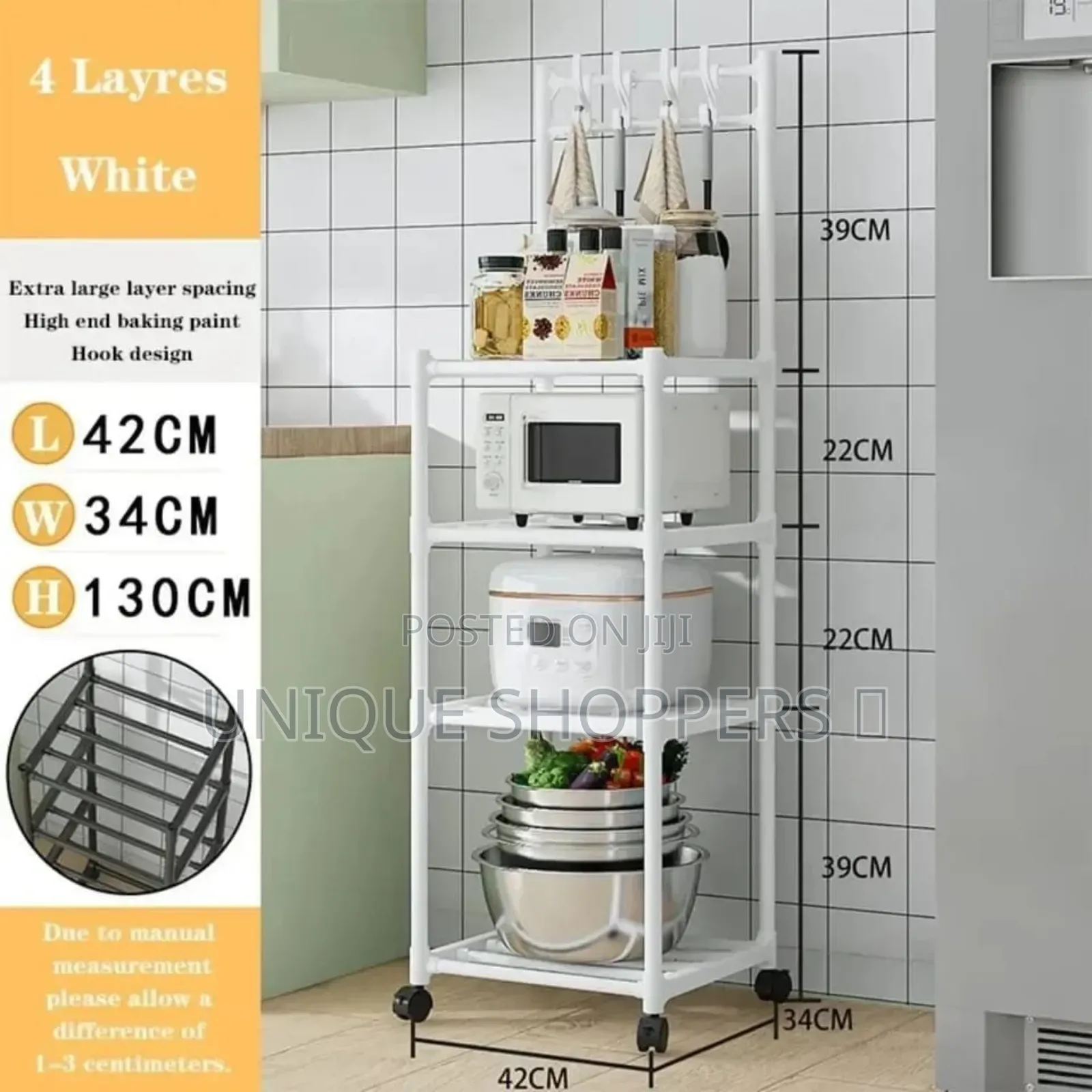 Detachable 4 Layer Trolley 4 Hook Storage Rack Now Available