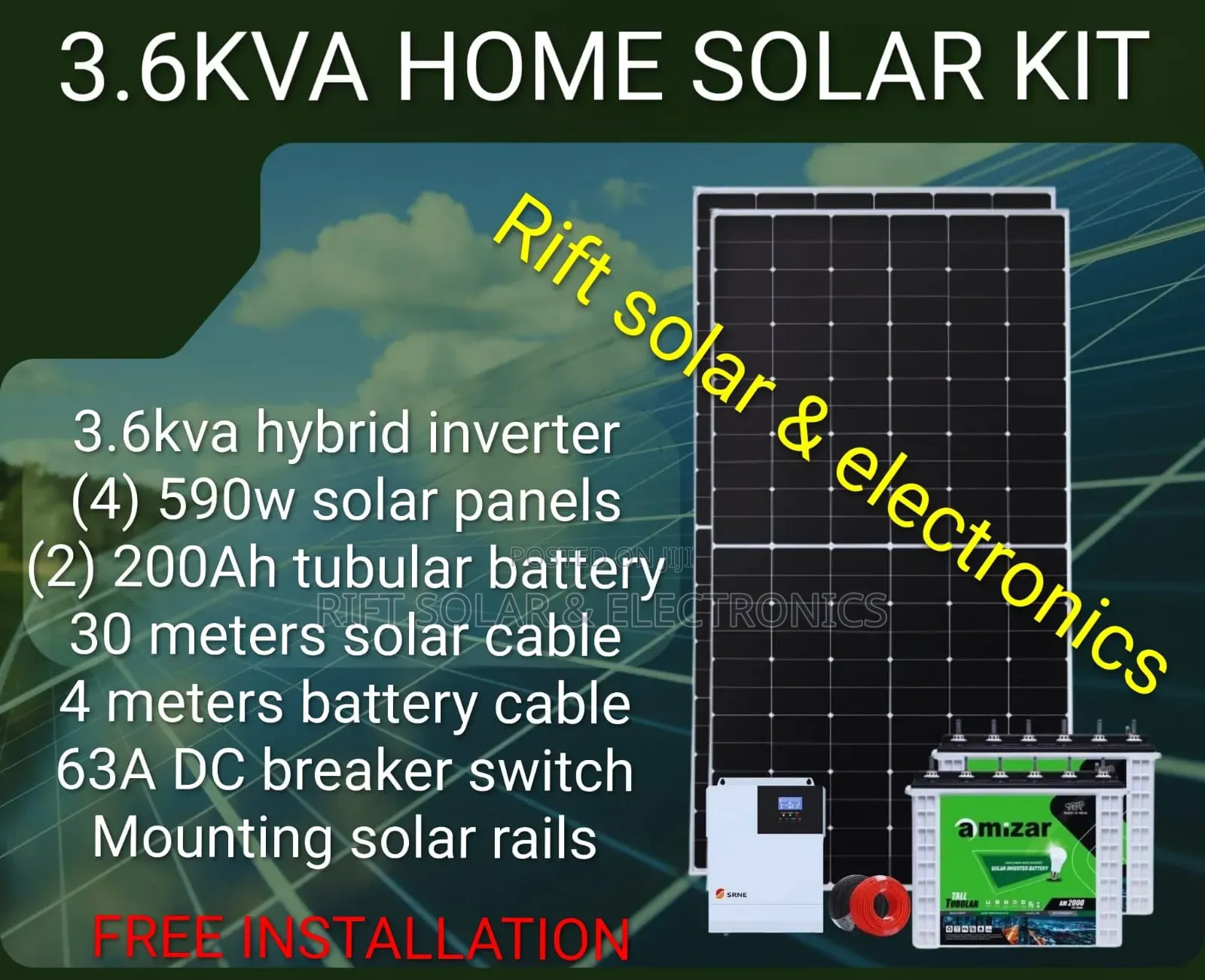 New Perfect 3.6kva Home Full Solar Package Plus Free Installation