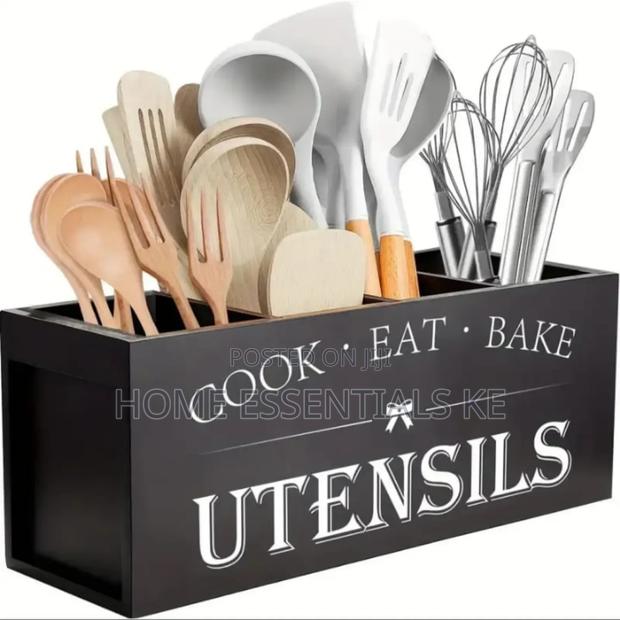 *Rustic Wooden Cutlery/Utensils Organizer - thumbnail 2