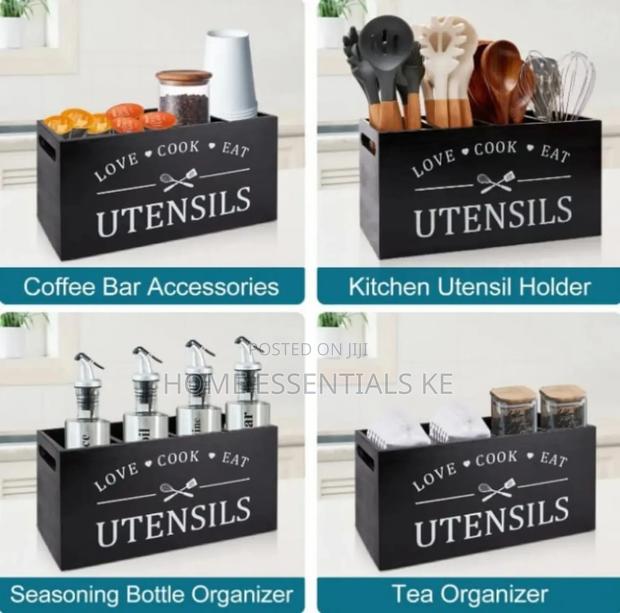 *Rustic Wooden Cutlery/Utensils Organizer - thumbnail 3