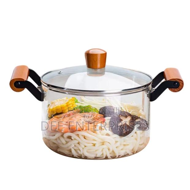 2 Wooden Handle High Boron Heavy Borosilicate Glass Cookware