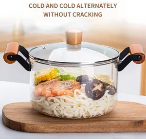 2.5l Wooden Handle High Boron Heavy  Borosilicate Glass Cookware