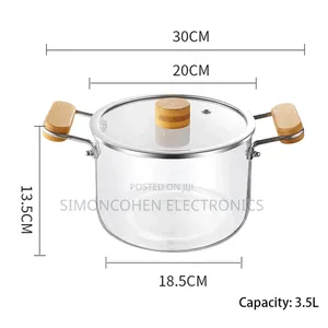 2.5l Wooden Handle High Boron Heavy  Borosilicate Glass Cookware