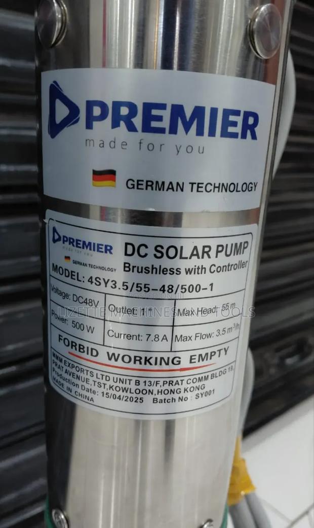 Premier 55m Head Brushless Solar Submersible Pump With Controller 500w - thumbnail 4