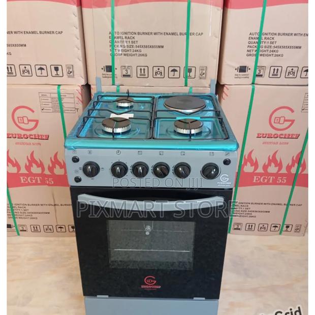 Cooker-Eurochef 3gas +1 Electric Cooker, With Timer, Oven Lights