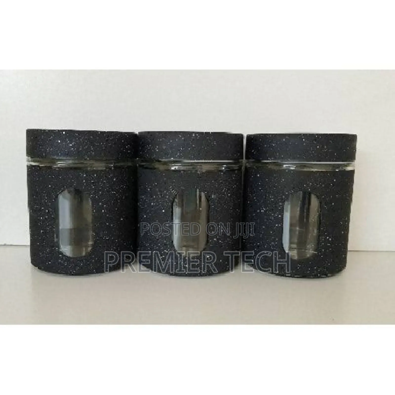 450ml X3pc Glass Canister With Stylish Metal Covering