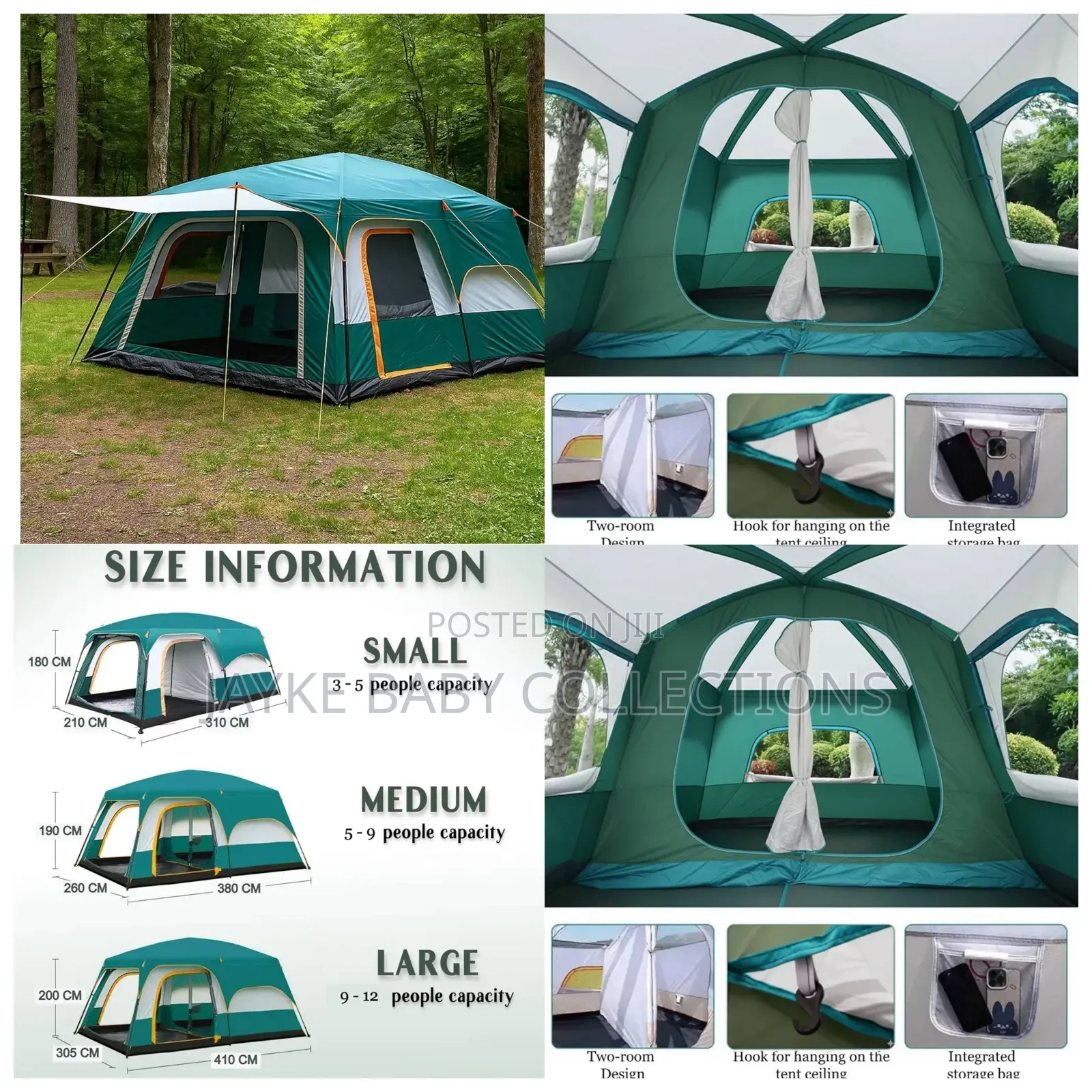 Large 8–12 Person Family Camping Tent