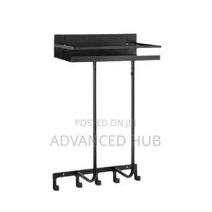 Multifunctional Bathroom Towel Holder With Metal Shelf and 5 Hooks