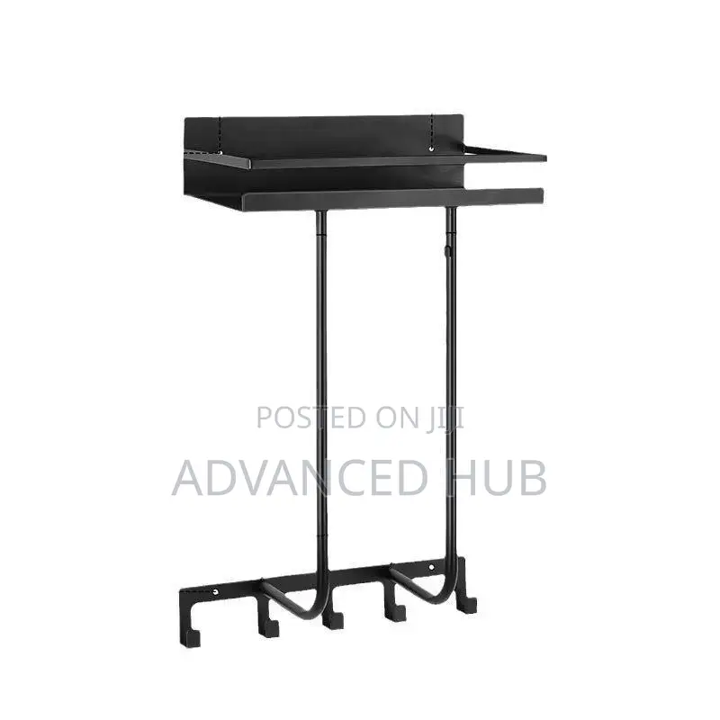Multifunctional Bathroom Towel Holder With Metal Shelf and 5 Hooks