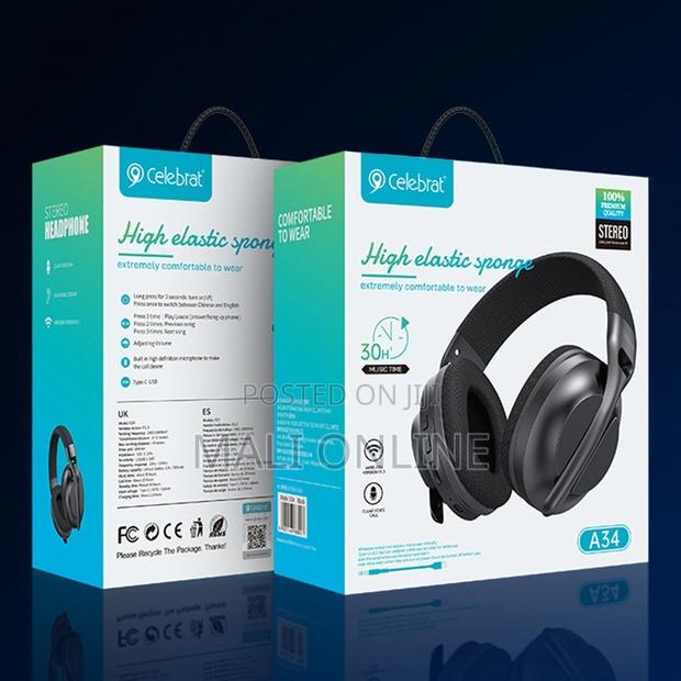 Celebrat A34 Over-Ear Bluetooth 5.3 Headphones Heavy Bass