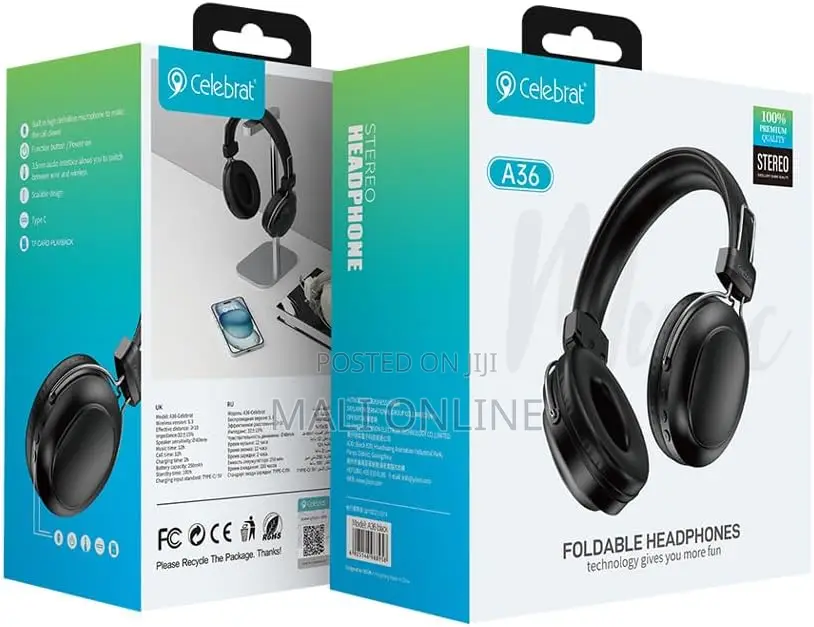 Celebrat A36 Wireless Headphones Bt5.3 Over-Ear Headset