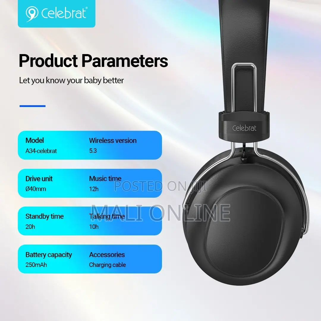 Celebrat A36 Wireless Headphones Bt5.3 Over-Ear Headset